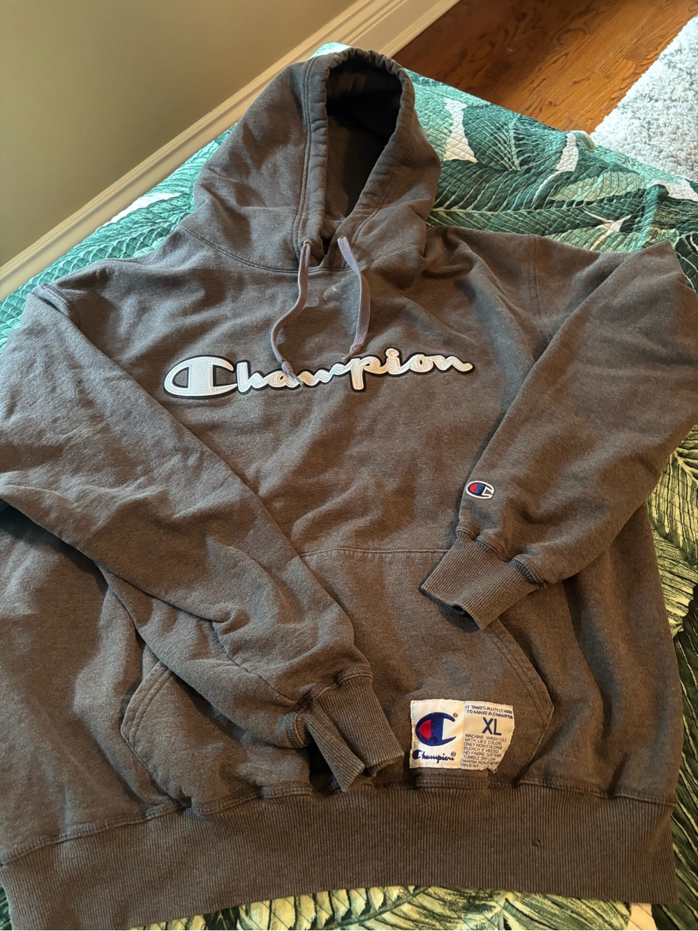 Champion Brown Pullover Hoodie with Script Logo